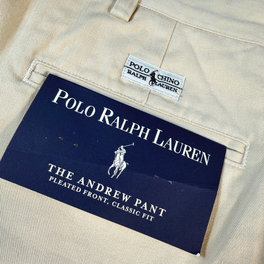 Polo Ralph Lauren The Andrew Pant Pleated Chino Pants 34x30 Tan Vintage Y2K NEW